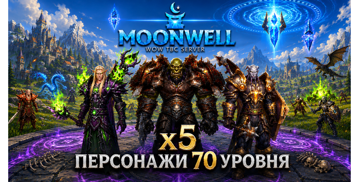 Аккаунты Moonwell.su X5 с персонажем 70 лвл