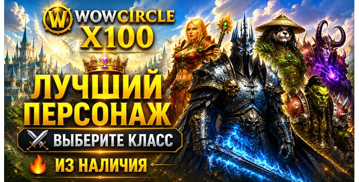 Лучший персонаж WOWCIRCLE x100 из наличия (выбор класса)